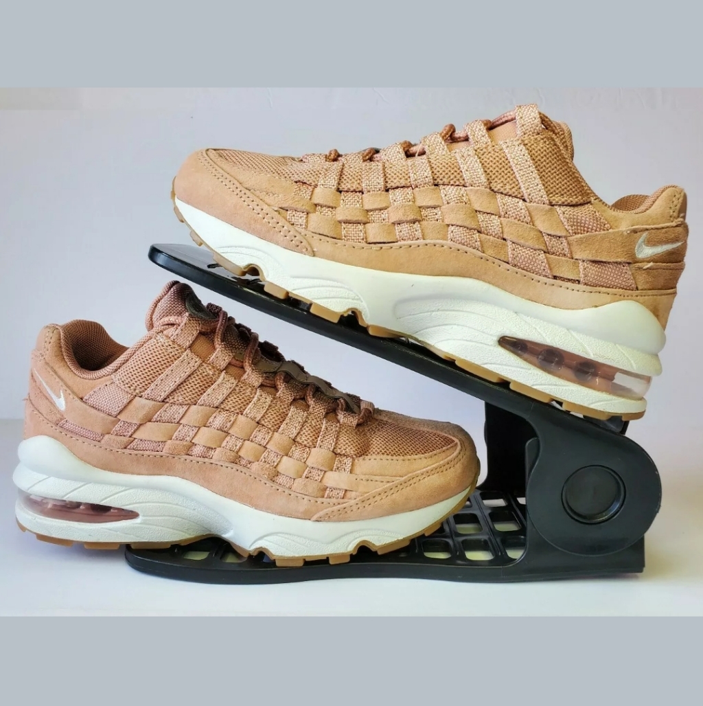 Womens Nike Air Max 95 Woven Gs Rose Gold Platinum Tint Suede Bv1293-600 Nwob